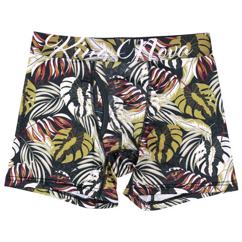 7/23新作!ダークボタニカルプリント男性用ボクサーパンツ(カーキボタニカル-M)