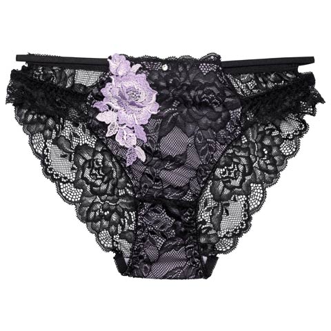 12/10新作!クラシックレーシィローズバック透けフルバックショーツ単品[おそろいショーツ](ブラック-M)