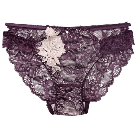 12/10新作!クラシックレーシィローズバック透けフルバックショーツ単品[おそろいショーツ](ディープパープル-M)