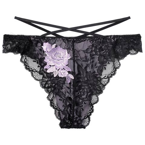 12/10新作!クラシックレーシィローズバック透けTバックショーツ単品[おそろいショーツ](ブラック-M)