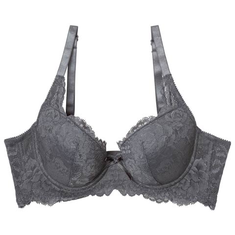 9/26新作!ベーシックフラワーレース育乳ブラジャー単品(ダークグレー-B70)