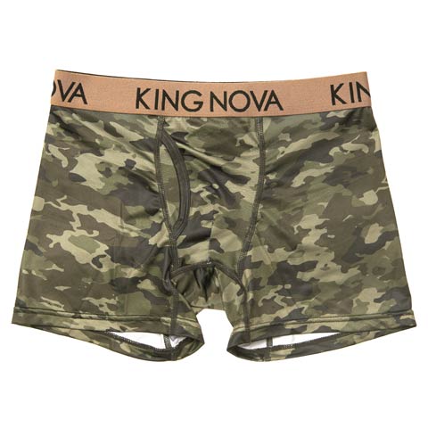 11/17新作!ベーシックミリタリープリント男性用ボクサーパンツ(カーキ-M)