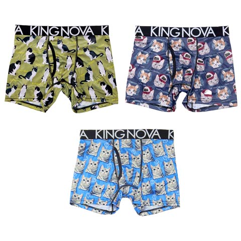 11/12新作!【3点セット】ストリートキャットプリント男性用ボクサーパンツ(キャット-M)