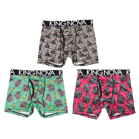 11/17新作!【3点セット】サバンナアニマルプリント男性用ボクサーパンツ(モンキー-M)