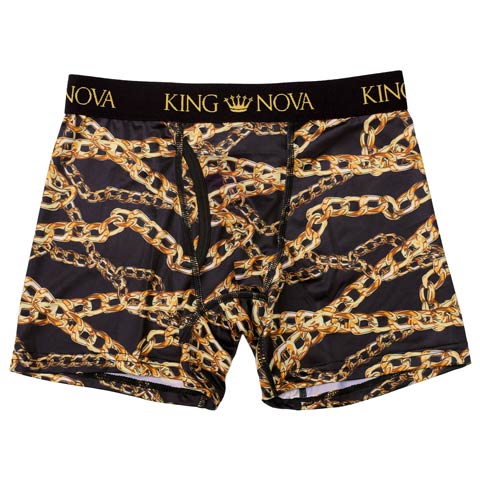 12/15新作!チェーンプリント男性用ボクサーパンツ(ブラック-M)