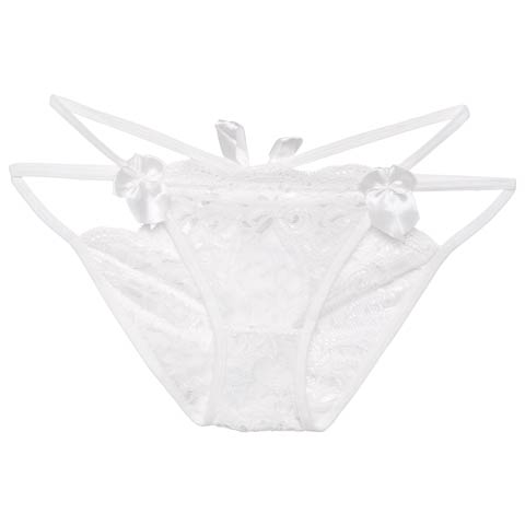 7/4新作!バックカットレースリボンフルバックショーツ単品(ホワイト-フリー)