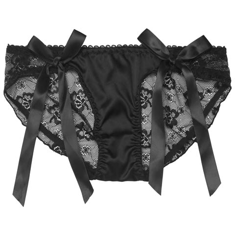 ロマンティックリボンレースバック透けフルバックショーツ単品(ブラック-フリー)