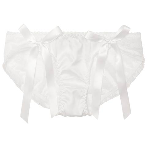 ロマンティックリボンレースバック透けフルバックショーツ単品(ホワイト-フリー)