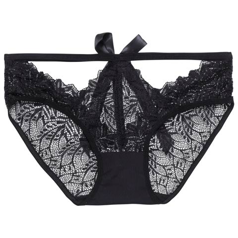 カットアウトレーシィリボンバック透けフルバックショーツ単品(ブラック-フリー)