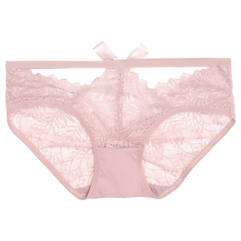 カットアウトレーシィリボンバック透けフルバックショーツ単品(ピンク-フリー)