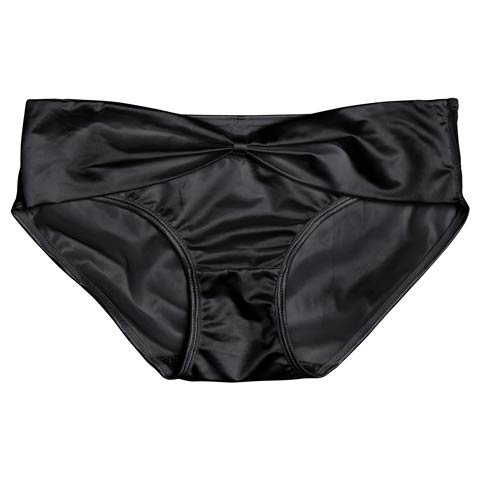 リボンデザインシースルーフルバックショーツ単品(ブラック-M)