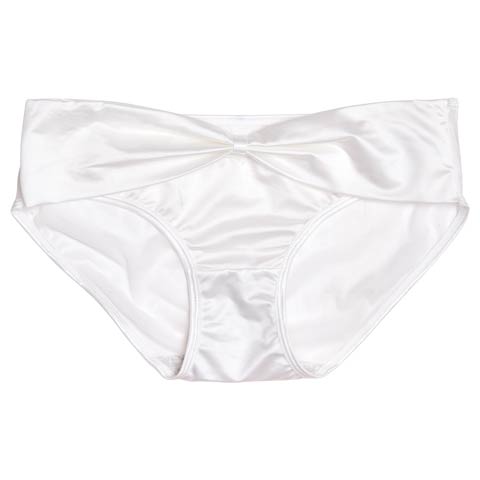 リボンデザインシースルーフルバックショーツ単品(ホワイト-M)