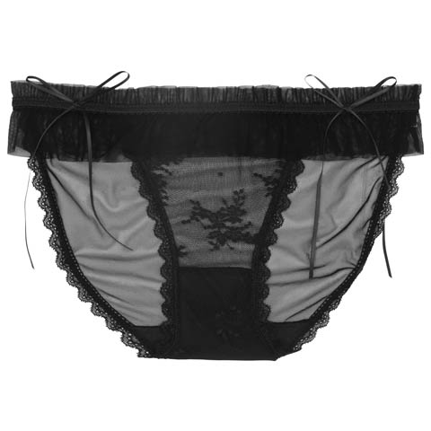 7/11新作!フリルチュールリボンフルバックショーツ単品(ブラック-M)