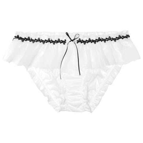 8/13新作!パールリボンシアーフリルフルバックショーツ単品(ホワイト-フリー)