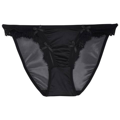 8/4新作!サイドカットリボンレースフルバックショーツ単品(ブラック-M)