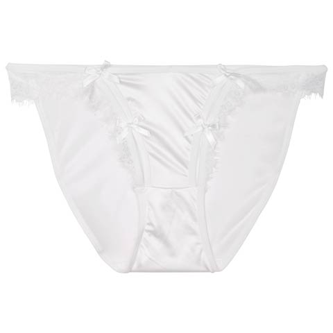 8/4新作!サイドカットリボンレースフルバックショーツ単品(ホワイト-M)