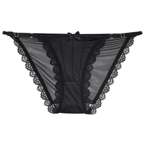 8/6新作!スカラップレースストリングフルバックショーツ単品(ブラック-M)