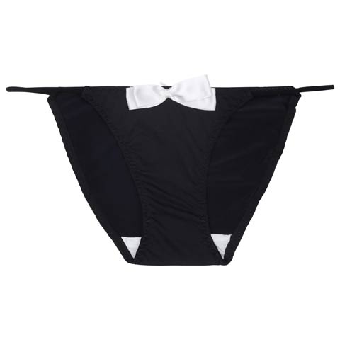 8/4新作!バックホールリボンストリングフルバックショーツ単品(ブラック-フリー)