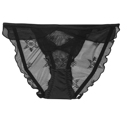 8/6新作!シアーリボンフリルフルバックショーツ単品(ブラック-フリー)