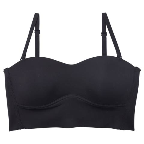 9/29新作!【ノンワイヤー】ワンカラーナチュラルチューブトップブラジャー単品(ブラック-M)