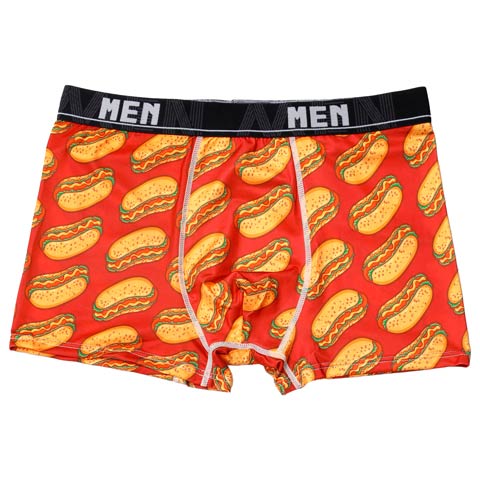 10/15新作!ジャンクフードプリント男性用ボクサーパンツ(レッドソーセージパン-M)