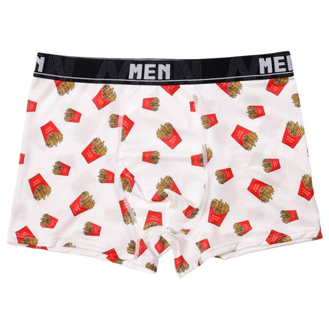 10/15新作!ジャンクフードプリント男性用ボクサーパンツ(ホワイトポテトフライ-M)