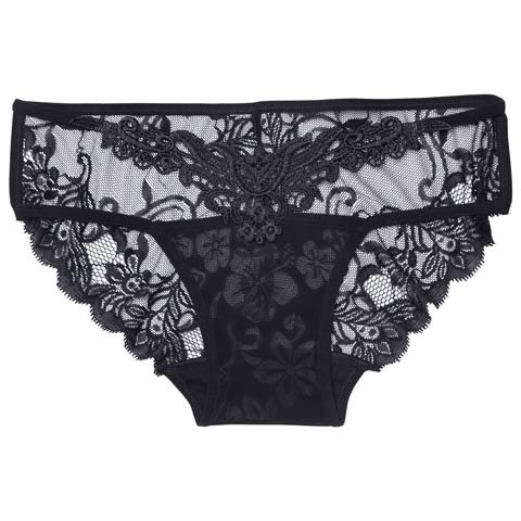 10/17新作!ケミカルレースフラワーバック透けフルバックショーツ単品(ブラック-M)