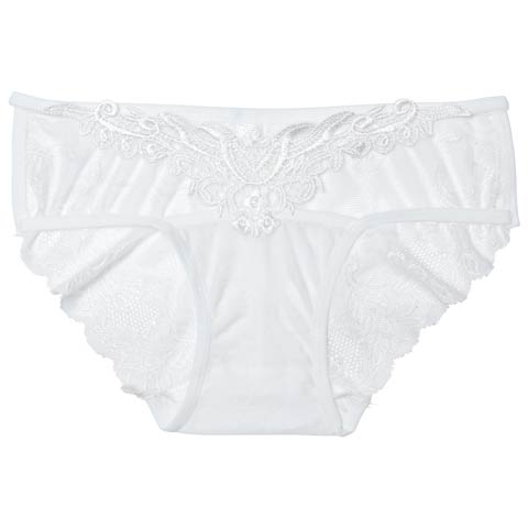 10/17新作!ケミカルレースフラワーバック透けフルバックショーツ単品(ホワイト-M)