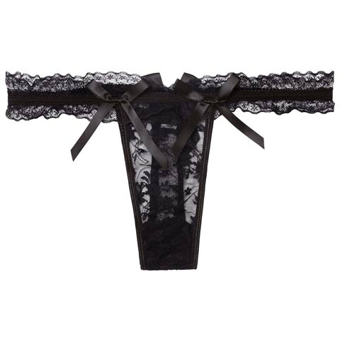 10/31新作!フルーレットレースリボンTバックショーツ単品(ブラック-フリー)