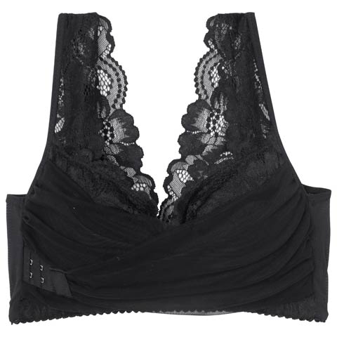 8/25新作!【ノンワイヤー】カシュクールアンダーホックナイトブラ単品(ブラック-S)