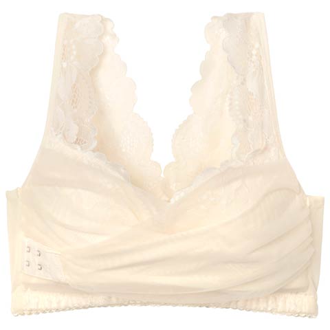 8/25新作!【ノンワイヤー】カシュクールアンダーホックナイトブラ単品(オフホワイト-S)