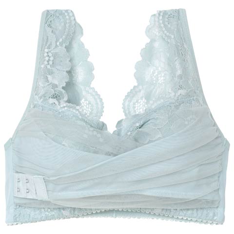 8/25新作!【ノンワイヤー】カシュクールアンダーホックナイトブラ単品(サックス-S)