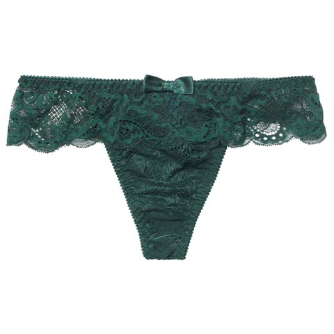 11/10新作!【Tバック】スカラップシアーレースバック透けTバックショーツ単品(グリーン-M)