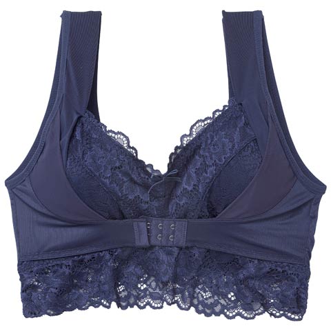11/15再販!【ノンワイヤー】フロントホック付きドリーミーナイトブラ単品(ネイビー-S)