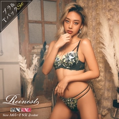 【Reinest】ミズバショウ刺繍ブラジャー&バック透けTバックショーツ