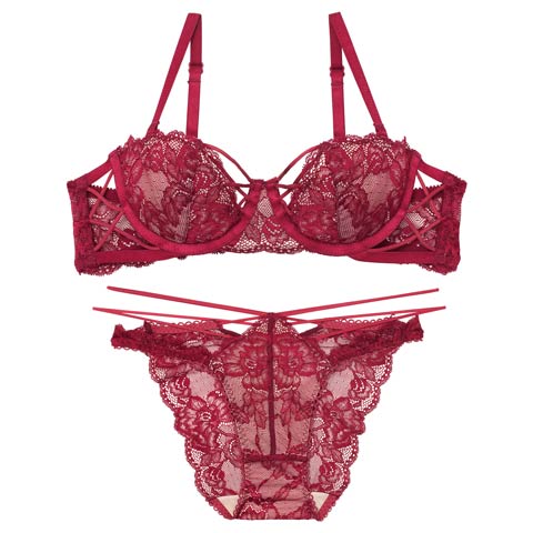 10/15新作!【Reinest】ラビリンスコードレースブラジャー&バック透けフルバックショーツ[推し](ボルドー-A65/ショーツM)