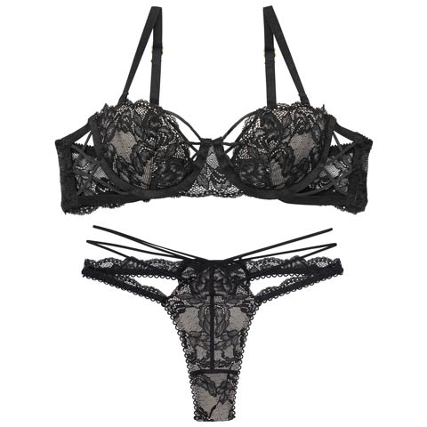 10/15新作!【Tバック】【Reinest】ラビリンスコードレースブラジャー&バック透けTバックショーツ[推し](ブラック-A65/ショーツM)