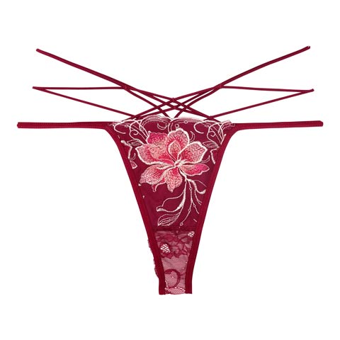 7/9新作!【Reinest】エターナルディープフラワーバック透け選べるショーツ[おそろいショーツ](ルージュバーガンディ/Tバック-M)