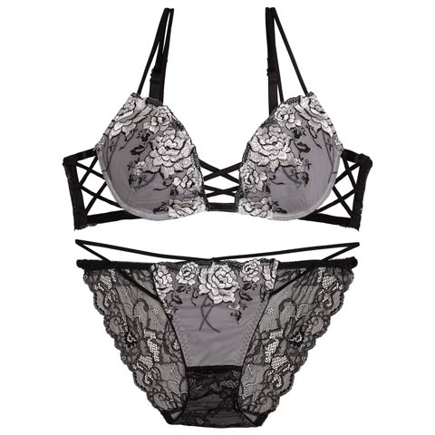 11/3新作!【Reinest】リュクスピオニークロスブラジャー&バック透けフルバックショーツ[推し](ブラック-A65/ショーツM)