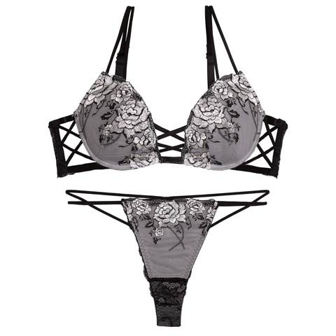 11/3新作!【Tバック】【Reinest】リュクスピオニークロスブラジャー&バック透けTバックショーツ[推し](ブラック-A65/ショーツM)