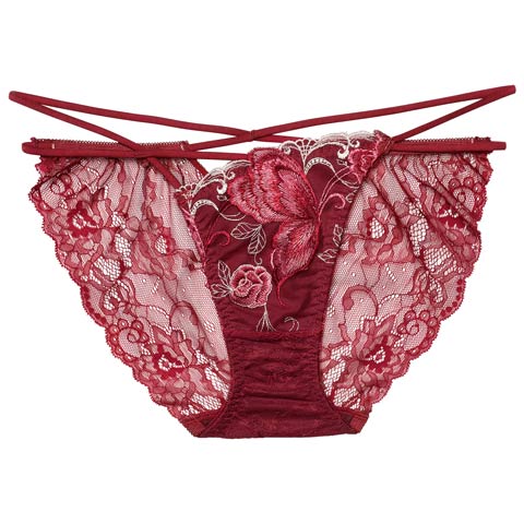 12/12新作!【Reinest】バタフリークロスアップバック透け選べるショーツ[おそろいショーツ](ボルドー/フルバック-M)