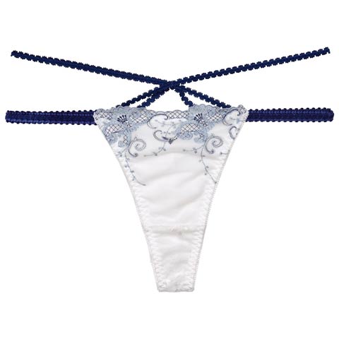 7/11新作!【Reinest】マジェスティックアイビーコードバック透け選べるショーツ[おそろいショーツ](ホワイトブルー/Tバック-M)