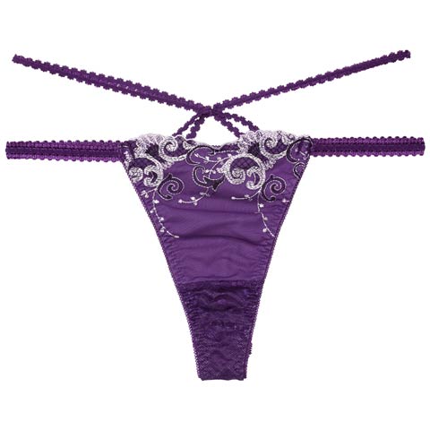 7/11新作!【Reinest】マジェスティックアイビーコードバック透け選べるショーツ[おそろいショーツ](パープル/Tバック-M)