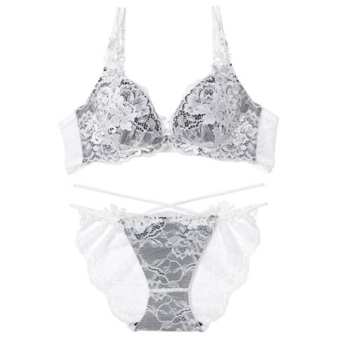 11/12新作!【Reinest】ロイヤルブルームレースブラジャー&バック透けフルバックショーツ[推し](ホワイト-A65/ショーツM)