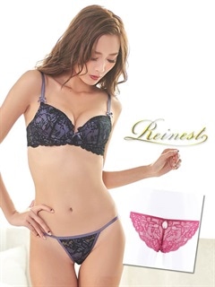 【Reinest】【大きいサイズ有】総レースハーフワイヤーブラジャー＆バック透けフルバックショーツ
