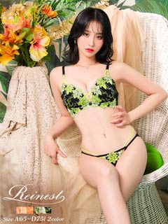 6/6新作!【Reinest】【永尾まりや着用】リュクスブライトペタルブラジャー&バック透けフルバックショーツ[推し]