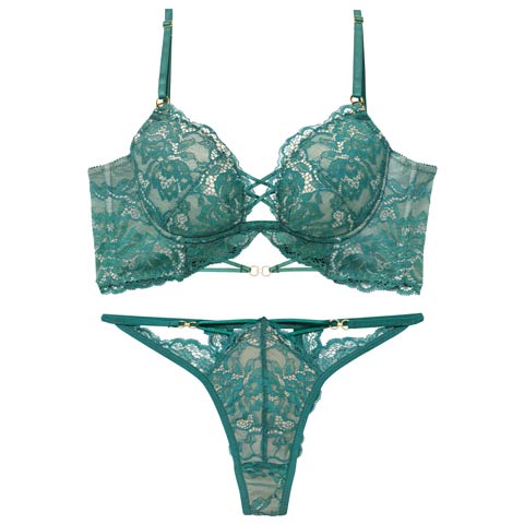 3/9新作!【Tバック】【Reinest】アリュールノクターンレース背中魅せブラジャー＆バック透けTバックショーツ[推し](グリーン-A65/ショーツM)