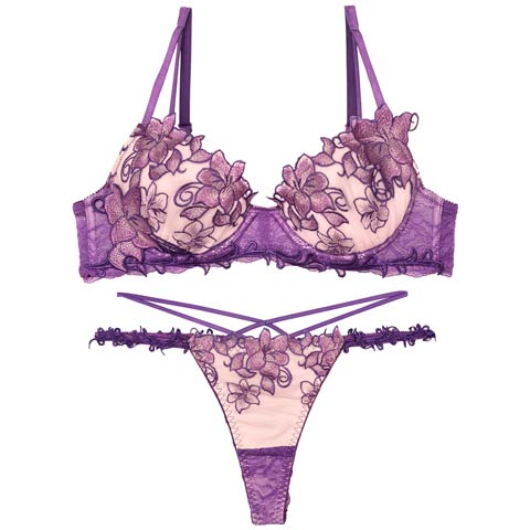 8/13新作!【Tバック】【Reinest】【永尾まりや着用】エトワールアマリリスブラジャー&バック透けTバックショーツ[推し](パープル-A65/ショーツM)