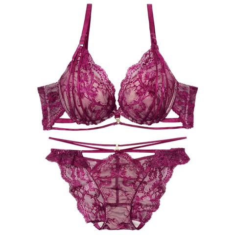 2/4新作!【Reinest】センシュアルレーシィコードブラジャー&バック透けフルバックショーツ[推し](ロイヤルパープル-A65/ショーツM)