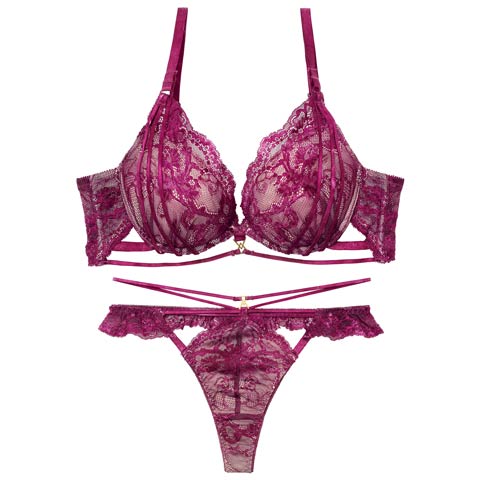 2/4新作!【Tバック】【Reinest】センシュアルレーシィコードブラジャー&バック透けTバックショーツ[推し](ロイヤルパープル-A65/ショーツM)